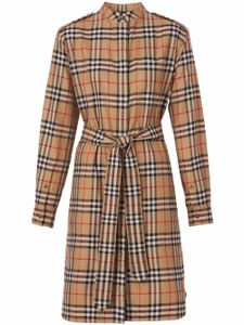 Burberry robe-chemise à motif Vintage Check - Marron