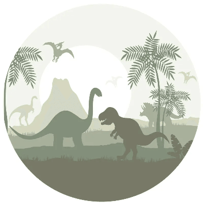 Designed4Kids muurcircel dino olijf-sticker / Ø 75 cm