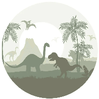 Designed4Kids muurcircel dino olijf-sticker / Ø 75 cm