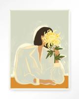 Urban Cotton Wandkleed 'The Chrysante Mum' 145 x 190cm in Floating Frame - off white
