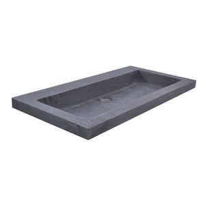 BWS Wastafel Hardsteen 80x46x5 cm 0 Kraangaten Mat Zwart