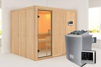 Karibu | Gobin Sauna | Helderglas Deur | Kachel 9 kW Externe Bediening - thumbnail