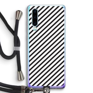 Strepen zwart-wit: Huawei P30 Transparant Hoesje met koord