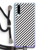 Strepen zwart-wit: Huawei P30 Transparant Hoesje met koord