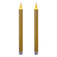 Kaarsen set van 2x stuks Led dinerkaarsen goud 28 cm
