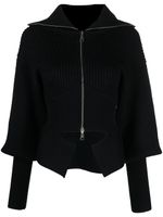 ANDREĀDAMO cardigan zippé en maille nervurée - Noir