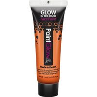 Face/Body paint - neon oranje/glow in the dark - 10 ml - schmink/make-up - waterbasis - thumbnail