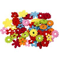 Creativ Company Bloemen van vilt, afm 35x45 mm, dikte 1,2 mm, 135 stuk/ 1 doos