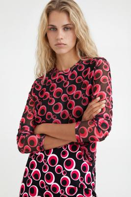 T-shirt met tule en cirkels - RED - XS