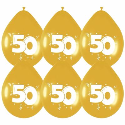 6x stuks gouden ballonnen 50 jaar feestartikelen