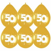 6x stuks gouden ballonnen 50 jaar feestartikelen - thumbnail