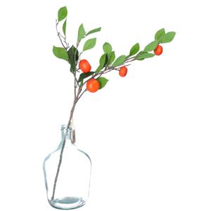 Kunstbloem citrusfruit tak clementine/mandarijn - 3x - 80 cm - oranje - losse steel - Kunst zijdeblo