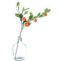 Kunstbloem citrusfruit tak clementine/mandarijn - 3x - 80 cm - oranje - losse steel - Kunst zijdeblo