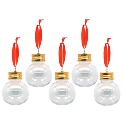 Kerstballen - vulbaar - voor likeur/drank/vloeistof - 6x st - 50 ml - kunststof - 6 cm