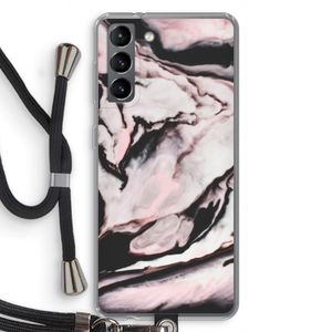 Roze stroom: Samsung Galaxy S21 Transparant Hoesje met koord