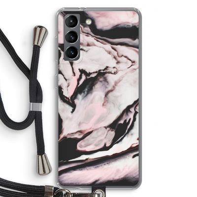 Roze stroom: Samsung Galaxy S21 Transparant Hoesje met koord