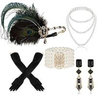 Vintage Jaren 1920 Gatsby Jaren '20 flapper hoofdband Accessoireset Ketting Oorbel Charleston Dames Veer Modieus Maskerade Festival Armband Lightinthebox