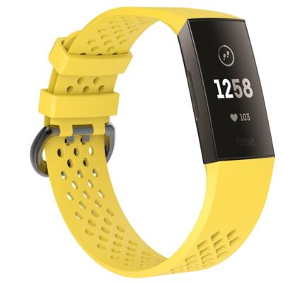 Vierkante gat verstelbare sport polsband voor FITBIT charge 3 (geel)