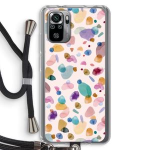 Terrazzo Memphis Pink: Xiaomi Redmi Note 10S Transparant Hoesje met koord