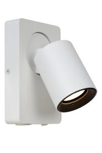 Lucide NIGEL - Bedlamp / Wandlamp - LED Dim to warm - GU10 - 1x5W 2200K/3000K - Met USB oplaadpunt - Wit