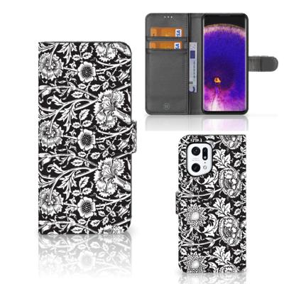 OPPO Find X5 Pro Hoesje Black Flowers OPPO Find X5 Pro Hoesje Black Flowers
