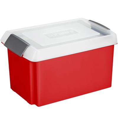 Sunware opslagbox - 51 liter - rood - 59 x 39 x 29 cm - met afsluitbare extra hoge deksel