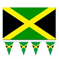 Bellatio Decorations - Vlaggen versiering set - Jamaica - Vlag 90 x 150 cm en vlaggenlijn 5 meter