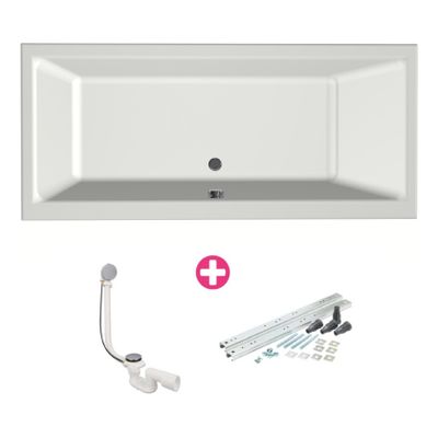 Ligbad Xenz Kristal | Inbouw | 180x80 cm | Incl.Badafvoer | Met overloop | Acryl | Mat wit