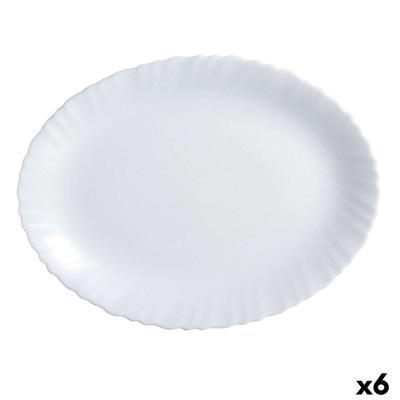 Serveerschaal Luminarc Feston Ovalen Wit Glas (Ø 33 cm) (6 Stuks)