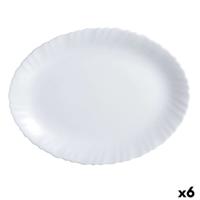 Serveerschaal Luminarc Feston Ovalen Wit Glas (Ø 33 cm) (6 Stuks)