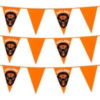 Vlaggenlijn - 3x - oranje met leeuw - 6 meter - 15 vlaggen - kunststof - Vlaggenlijnen