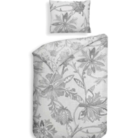 Dekbedovertrek Neva Katoen Satijn Grijs Bloemen 140x200 Cm Anti Allergie Heckett Lane - Dekbed-Discounter.nl