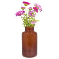 Bloemenvaas Milan - transparant bruin glas - D15 x H25 cm - melkbus vaas met smalle hals - thumbnail