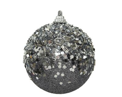 Kerstbal foam d8cm warm grijs - Decoris
