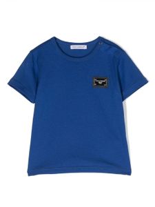 Dolce & Gabbana Kids logo-plaque cotton T-shirt - Bleu