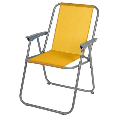 Sunnydays camping/strand stoel - aluminium - inklapbaar - geel - L53 x B55 x H75 cm