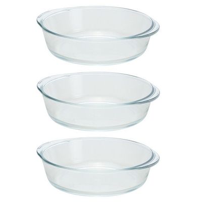 3x Ovenschalen rond glas 1,5 liter 3x Ovenschalen rond glas 1,5 liter