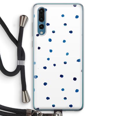 Blauwe stippen: Huawei P20 Pro Transparant Hoesje met koord