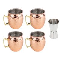 4x Cocktailbekers/cocktailglazen Moscow Mule 500 ml met RVS maatbeker / barmaatje - thumbnail