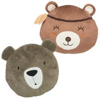 Dieren sierkussens kinderkamer - bruine beer en beer - 30 cm - polyester
