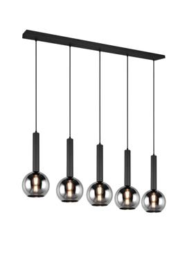 Trio 5-lichts hanglampClayton zwart - 310300532