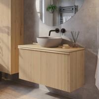 Ben Linea badmeubel incl. grijs betonnennen waskom 100x45x71cm eiken naturel