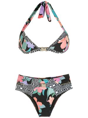 Amir Slama bikini à imprimé Hibiscus - Noir