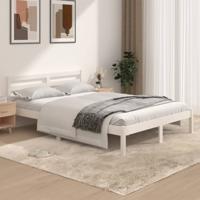 Bedframe massief grenenhout wit 135x190 cm