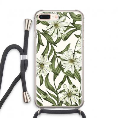 Wit bloemenpatroon: iPhone 7 PLUS Transparant Hoesje met koord
