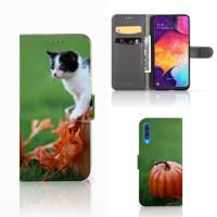 Samsung Galaxy A50 | Telefoonhoesje | Met pasjeshouder | Kitten