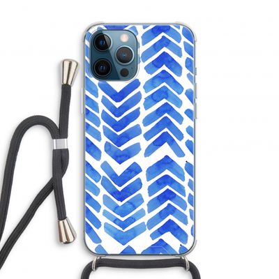 Blauwe pijlen: iPhone 12 Pro Transparant Hoesje met koord