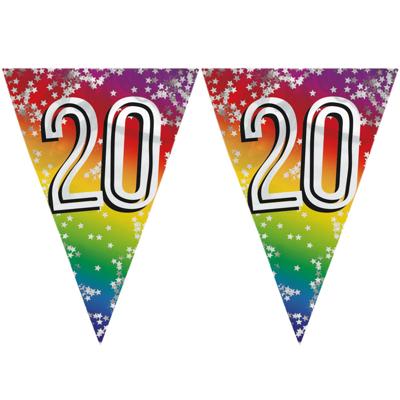 20 jaar Vlaggenlijn - 2x stuks - versiering - vlaggetjes slinger - 6 meter
