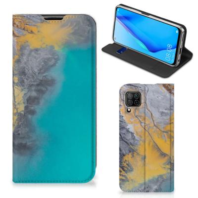 Huawei P40 Lite | Standcase | Marble Blue Gold