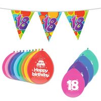 Leeftijd verjaardag thema 18 jaar pakket ballonnen/vlaggetjes - Feestpakketten - thumbnail